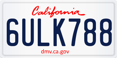 CA license plate 6ULK788