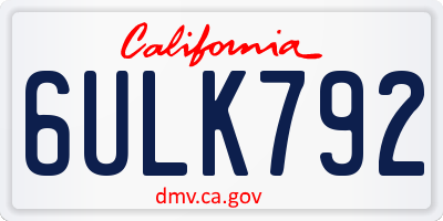 CA license plate 6ULK792