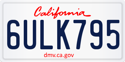 CA license plate 6ULK795