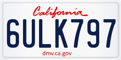 CA license plate 6ULK797
