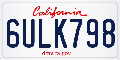 CA license plate 6ULK798