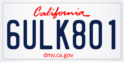 CA license plate 6ULK801
