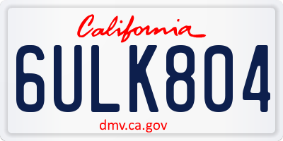 CA license plate 6ULK804