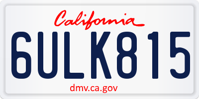CA license plate 6ULK815