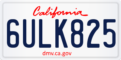 CA license plate 6ULK825