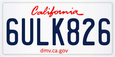 CA license plate 6ULK826