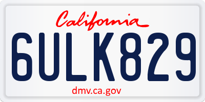 CA license plate 6ULK829
