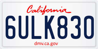 CA license plate 6ULK830