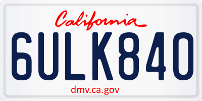 CA license plate 6ULK840