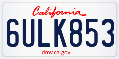 CA license plate 6ULK853