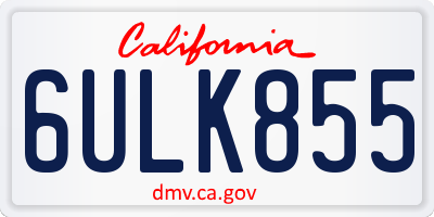 CA license plate 6ULK855