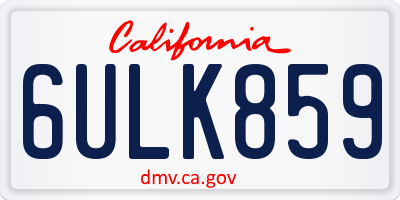 CA license plate 6ULK859
