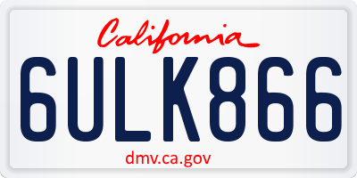 CA license plate 6ULK866