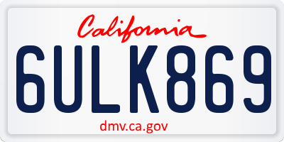 CA license plate 6ULK869