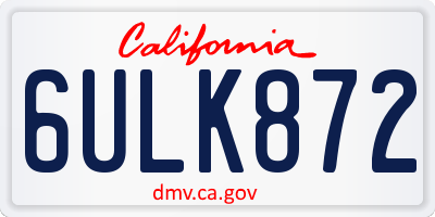 CA license plate 6ULK872