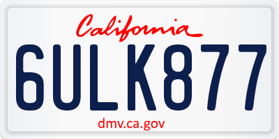 CA license plate 6ULK877