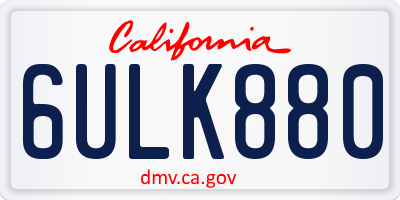 CA license plate 6ULK880