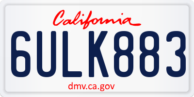 CA license plate 6ULK883