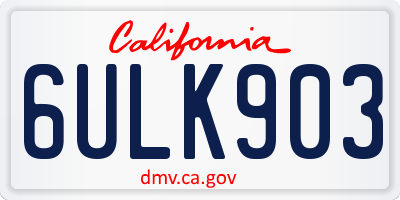 CA license plate 6ULK903