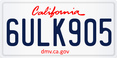 CA license plate 6ULK905