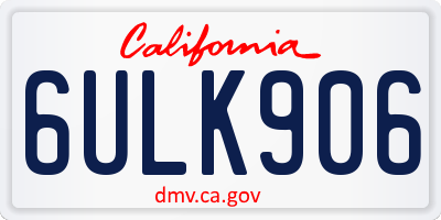CA license plate 6ULK906