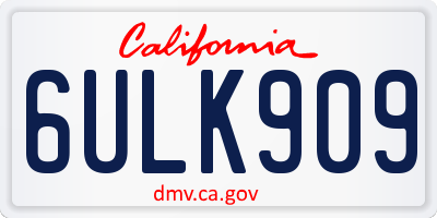CA license plate 6ULK909
