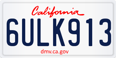 CA license plate 6ULK913