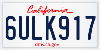 CA license plate 6ULK917
