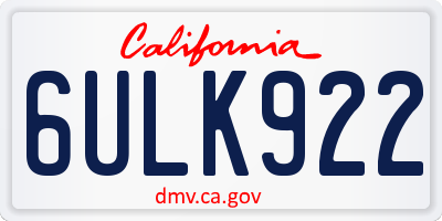 CA license plate 6ULK922