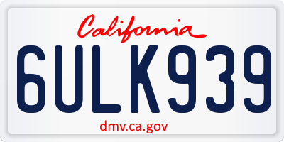 CA license plate 6ULK939