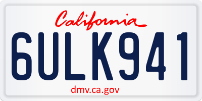 CA license plate 6ULK941