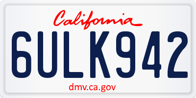 CA license plate 6ULK942