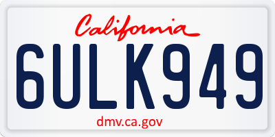 CA license plate 6ULK949