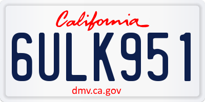 CA license plate 6ULK951