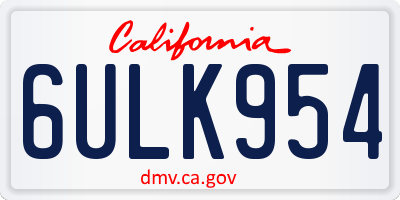 CA license plate 6ULK954