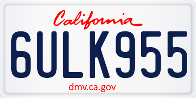 CA license plate 6ULK955