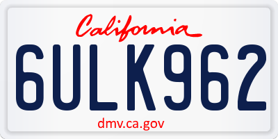 CA license plate 6ULK962