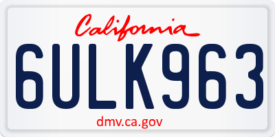 CA license plate 6ULK963