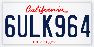 CA license plate 6ULK964