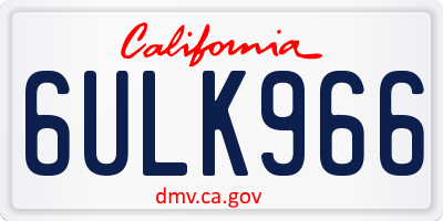 CA license plate 6ULK966