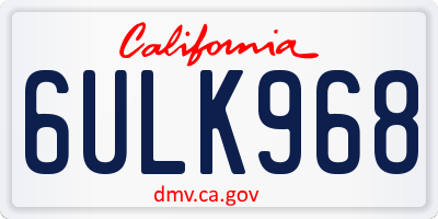 CA license plate 6ULK968
