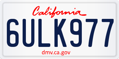 CA license plate 6ULK977