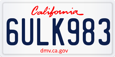 CA license plate 6ULK983