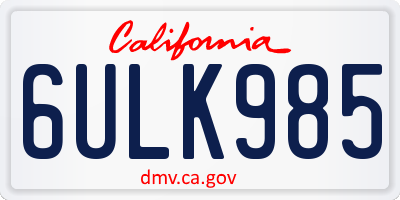 CA license plate 6ULK985