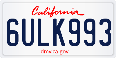 CA license plate 6ULK993