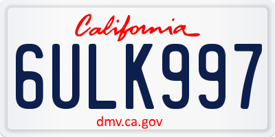 CA license plate 6ULK997