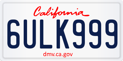 CA license plate 6ULK999