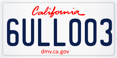 CA license plate 6ULL003