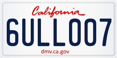 CA license plate 6ULL007