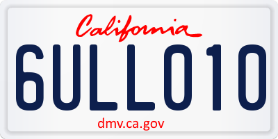 CA license plate 6ULL010